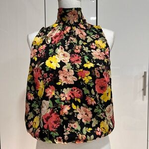 INC International Concepts Floral Halter Top - Black and Multicolor